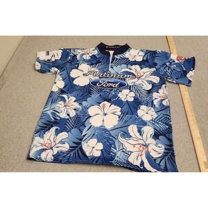 Kameleon Platinum Ford Shirt Mens XL Blue Floral Bowling Jersey USA Custom